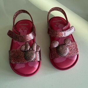 Mini Melissa Minnie Mouse Glitter Pink Sandals size 7C